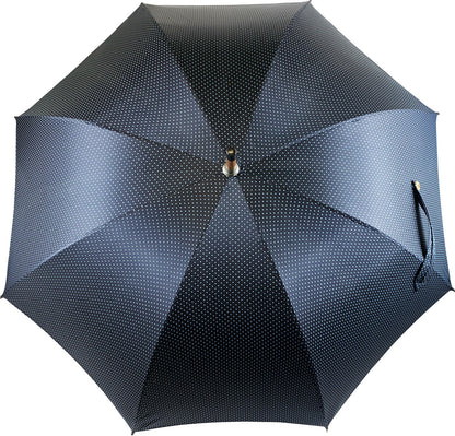 Sophisticated Double Canopy Navy Blue with Dot Pattern Men’s Umbrella