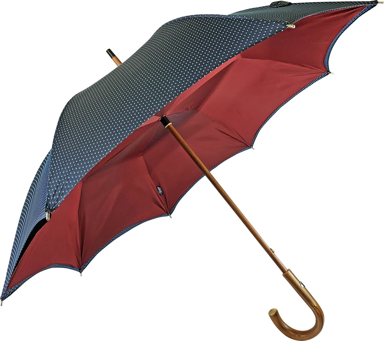 Sophisticated Double Canopy Navy Blue with Dot Pattern Men’s Umbrella