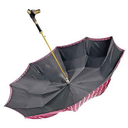 Luxurious Burgundy Umbrella with 24K Gold Dobermann Handle
