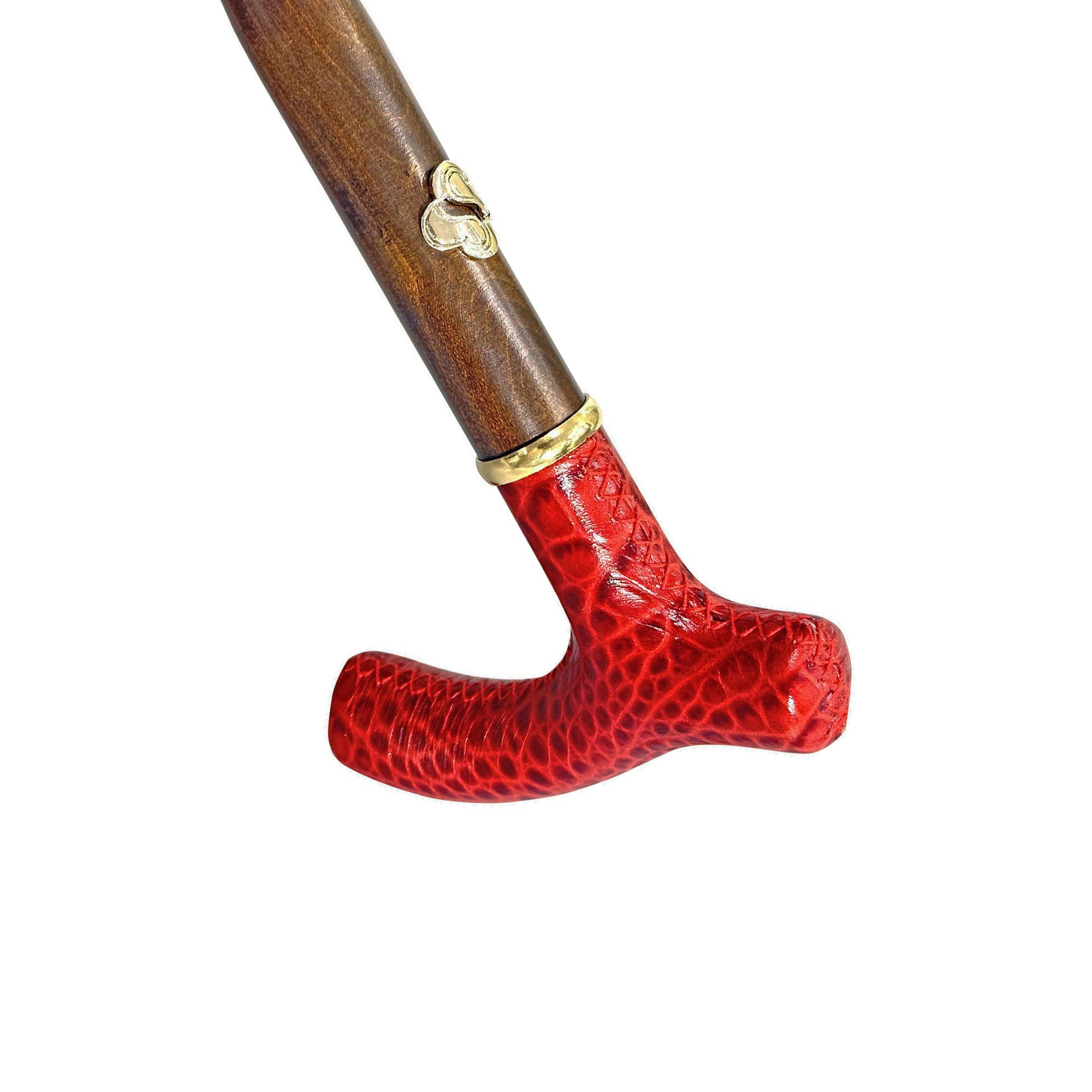 Refined Burgundy Gents Umbrella with Handmade Red Leather Handle