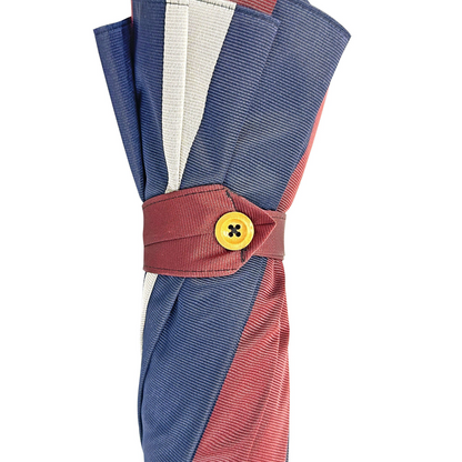 Classic Craftsmanship Refined Grey and Striped Double Canopy Umbrella