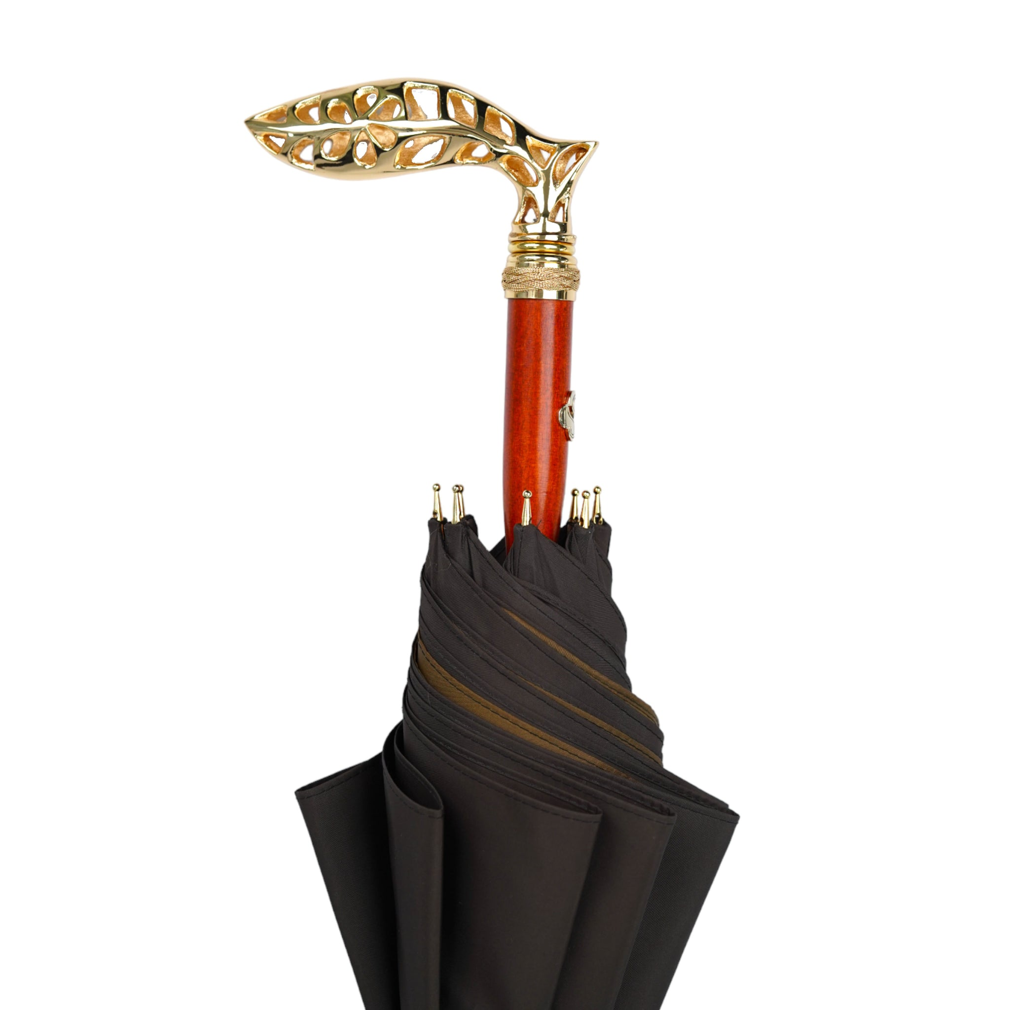 Distinguished Double-Canopy Umbrella with a 24K Goldplated Handle