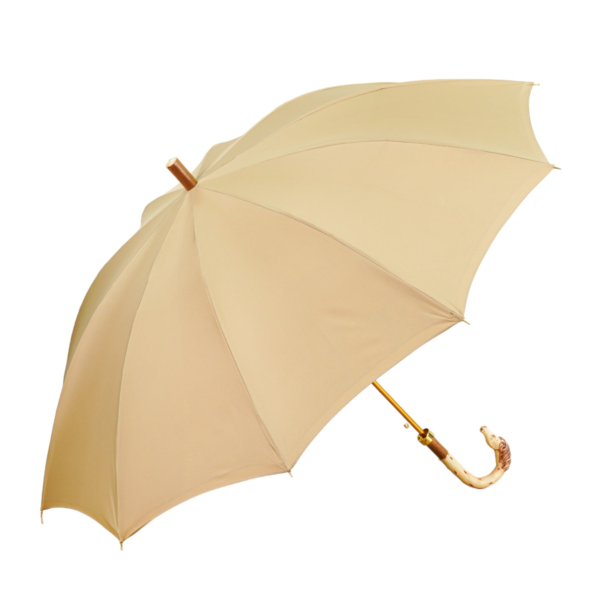 Refined Cream Umbrella with Artisan Horse Handle and Gold Accents