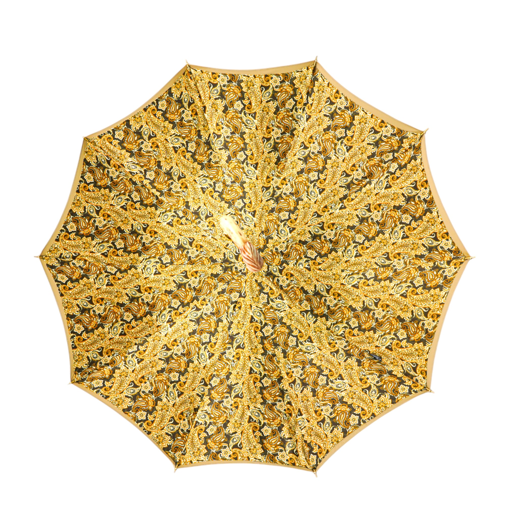 Refined Cream Umbrella with Artisan Horse Handle and Gold Accents