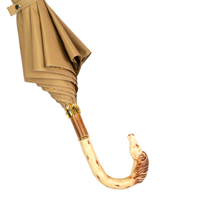 Refined Cream Umbrella with Artisan Horse Handle and Gold Accents