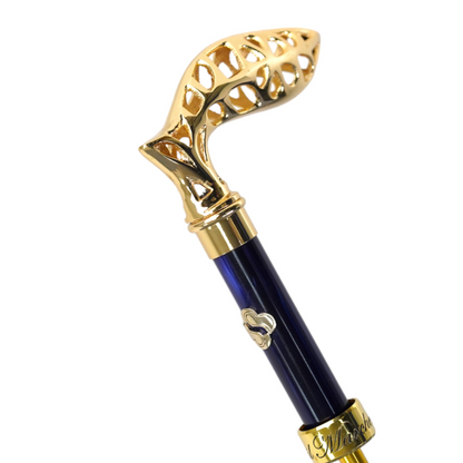 Premium Men’s Umbrella with Filigree Metal Handle and Lily Design