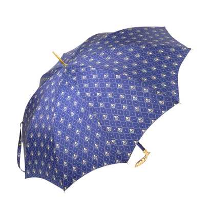 Premium Men’s Umbrella with Filigree Metal Handle and Lily Design