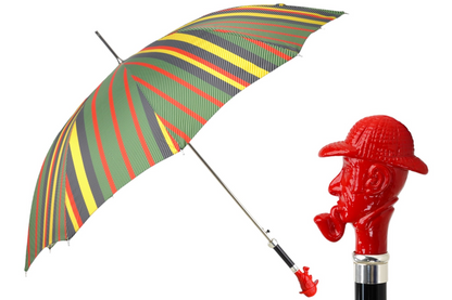 Striped Gentleman’s Umbrella with Classic Sherlock Holmes Handle