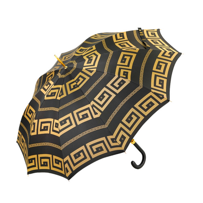 Stylish Italian Greek Design Umbrella with Handcrafted Leather Handle