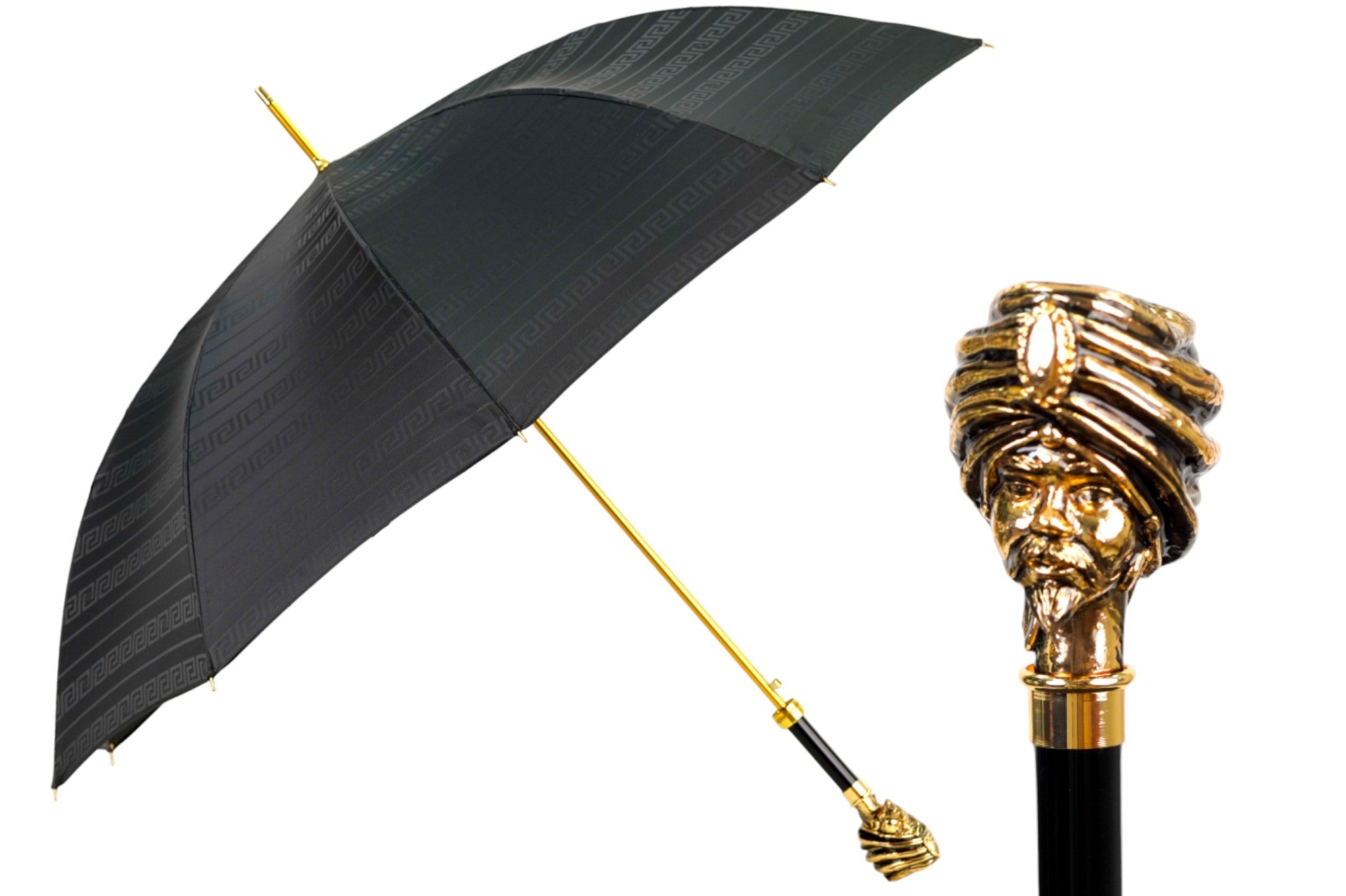 Exclusive Greek Design Gold-Plated Handle Premium Men’s Umbrella