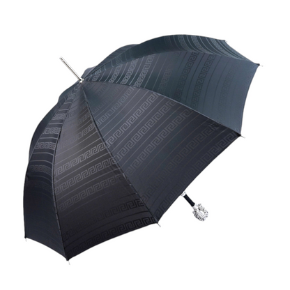 Statement Black Greek Medusa Umbrella with Silverplated 925 Handle
