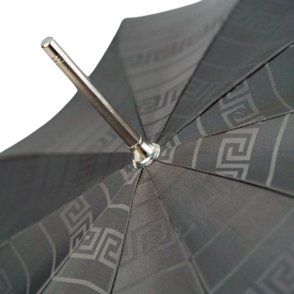 Statement Black Greek Medusa Umbrella with Silverplated 925 Handle