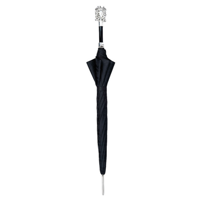 Statement Black Greek Medusa Umbrella with Silverplated 925 Handle