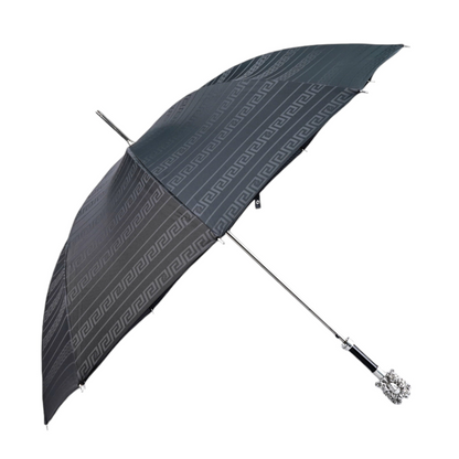 Statement Black Greek Medusa Umbrella with Silverplated 925 Handle