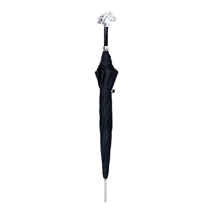 Elegant Polka Dot Men’s Umbrella with Silver-Plated Horse Handle
