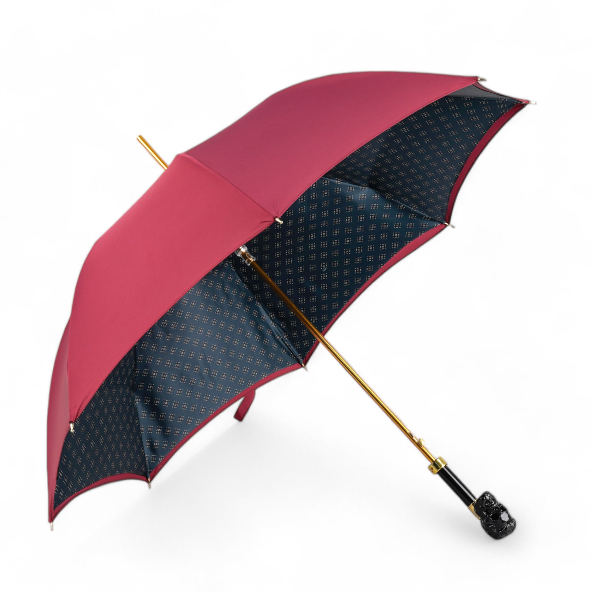 Premium Burgundy Men’s Umbrella with Artisan Skull Handle