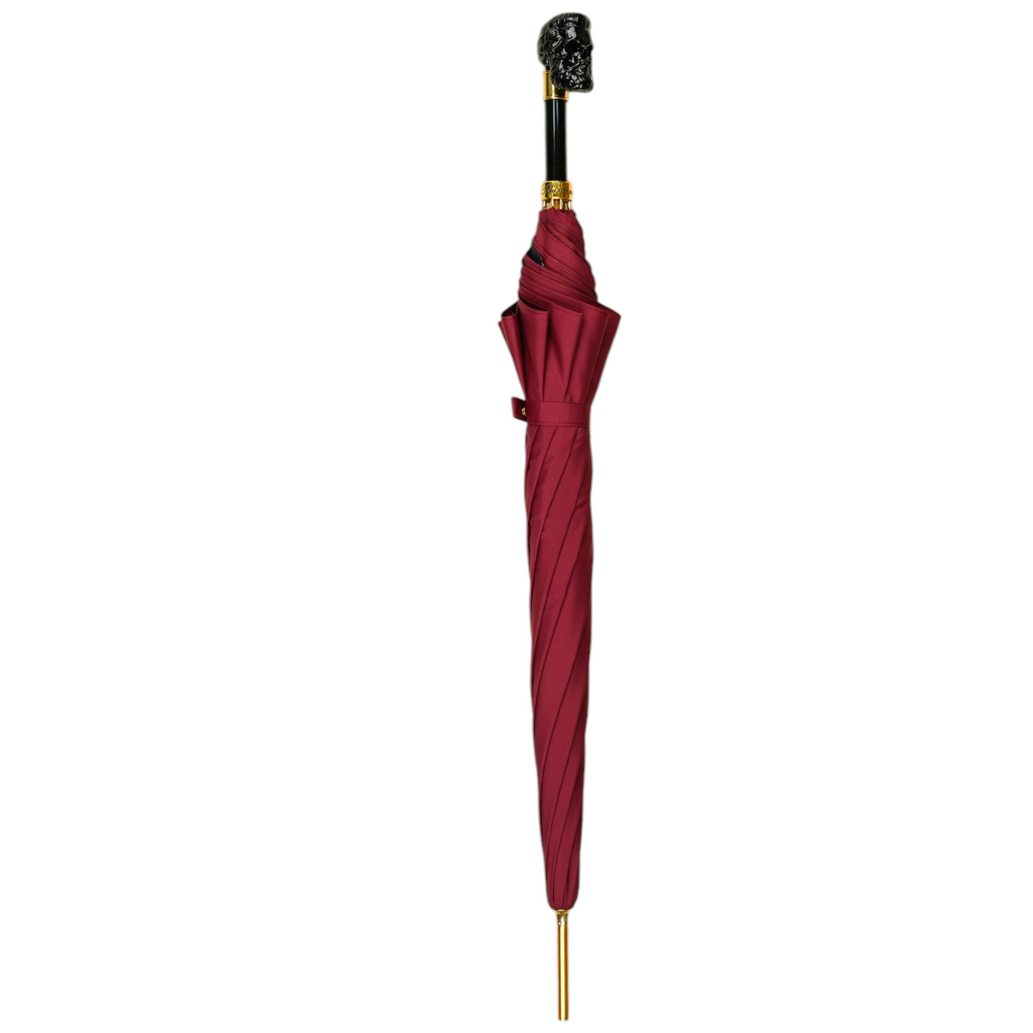 Premium Burgundy Men’s Umbrella with Artisan Skull Handle