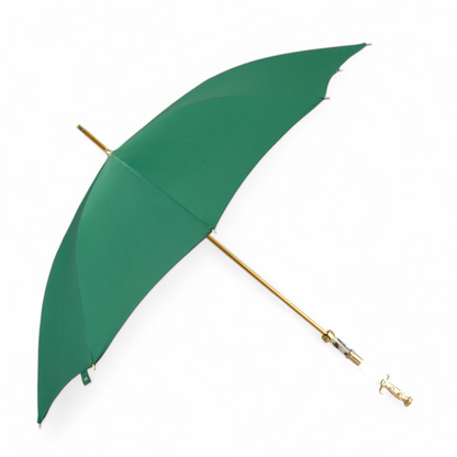 Majestic Green Men's Umbrella with Ornate 24K Gold Sword Handle