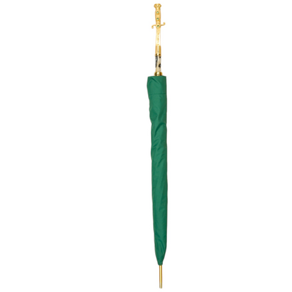Majestic Green Men's Umbrella with Ornate 24K Gold Sword Handle