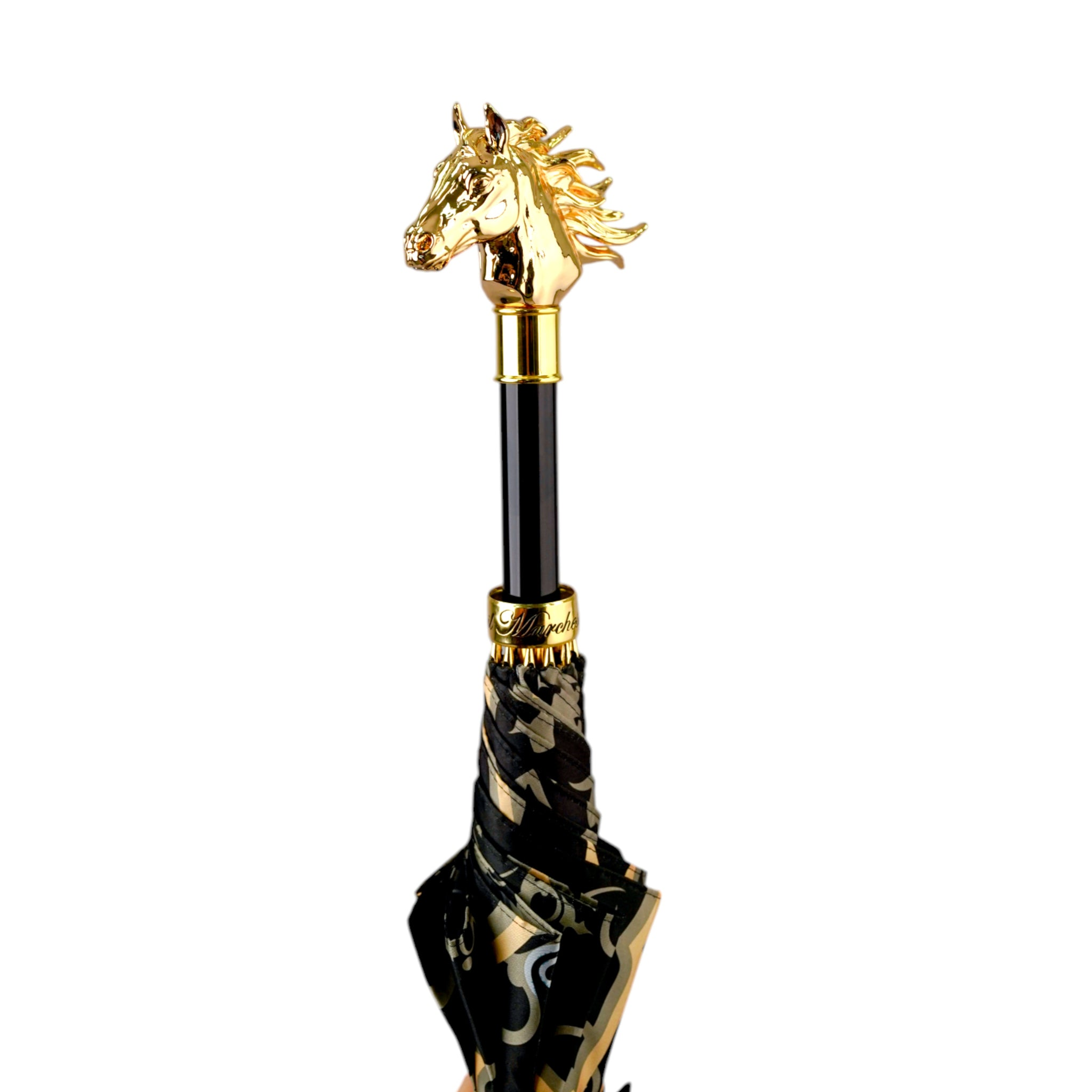 Designer Luxury Umbrella with 24K Gold Horse Head Handle