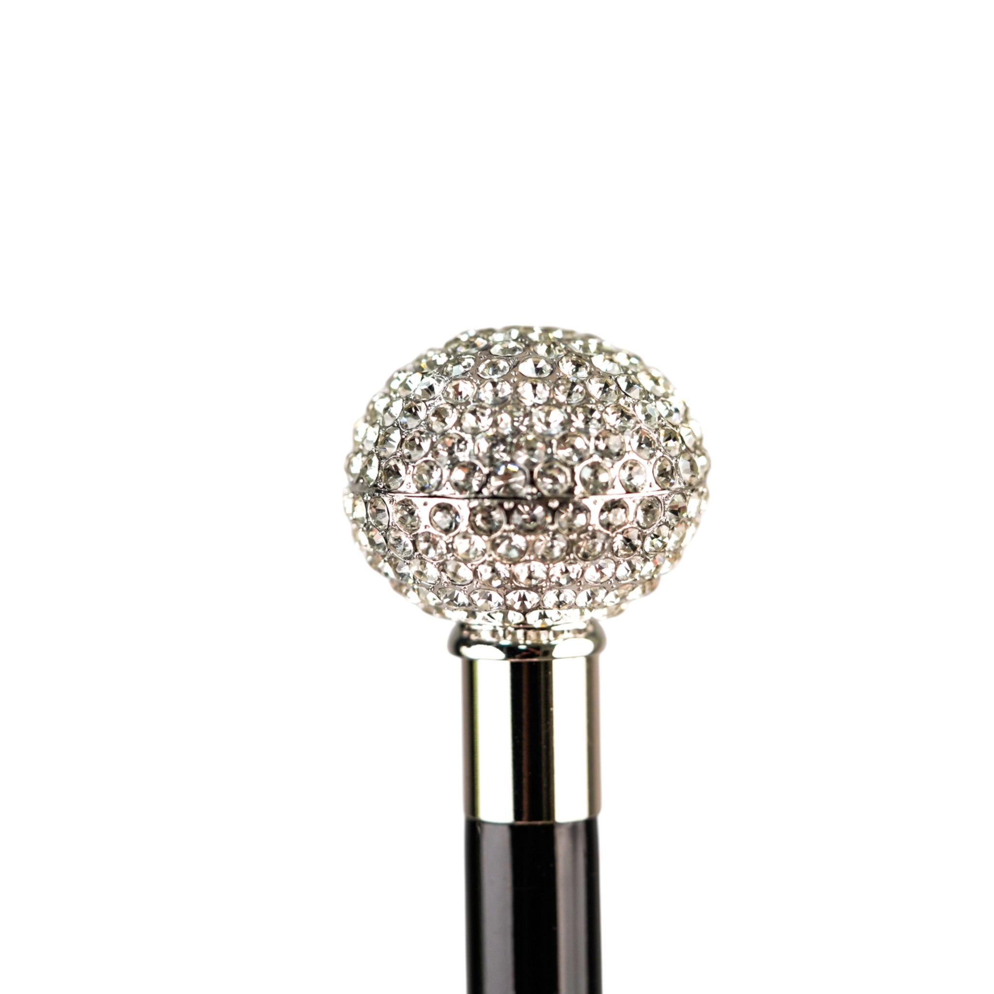 Luxury Striped Umbrella with 925 Silver and Crystal Accents