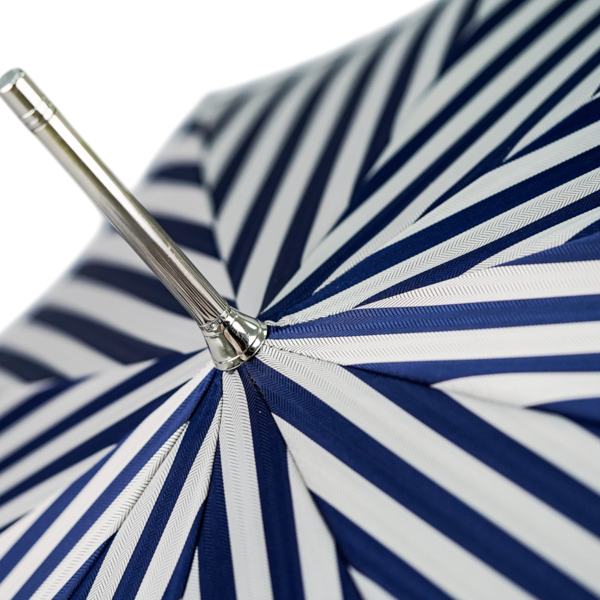 Luxury Striped Umbrella with 925 Silver and Crystal Accents