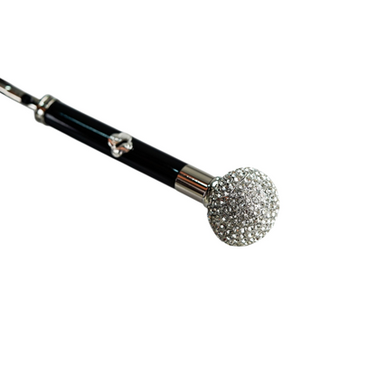 Luxury Striped Umbrella with 925 Silver and Crystal Accents