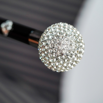 Luxury Striped Umbrella with 925 Silver and Crystal Accents