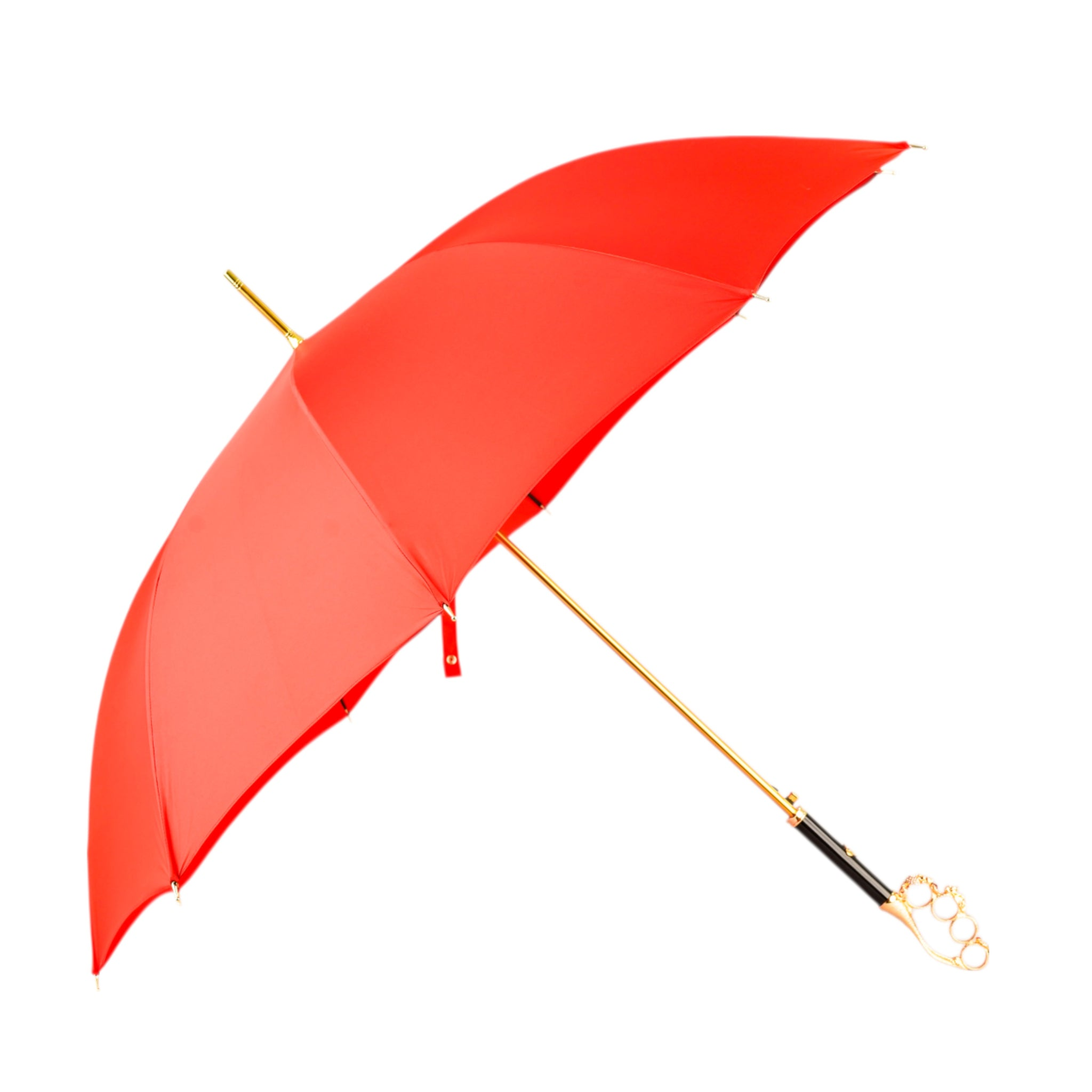 Refined Red Luxury Umbrella with 24K Gold and Crystal Handle