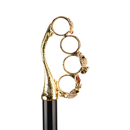Refined Red Luxury Umbrella with 24K Gold and Crystal Handle