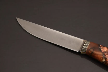 Unique Durable Steel Knife with Hybrid Handle and Leather Sheath - Elegant Knives