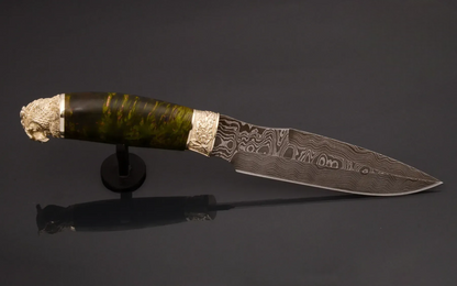 Damascus Steel Author’s Collectible Knife with Maple Burl Handle