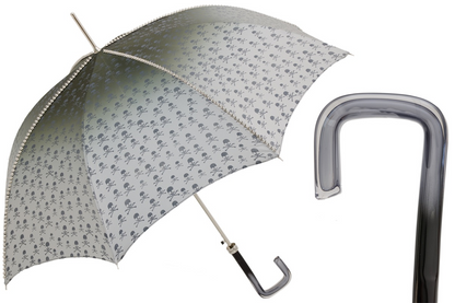 Studded Grey Skull Print Umbrella – Automatic, Acetate Handle