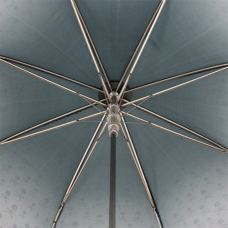 Studded Grey Skull Print Umbrella – Automatic, Acetate Handle