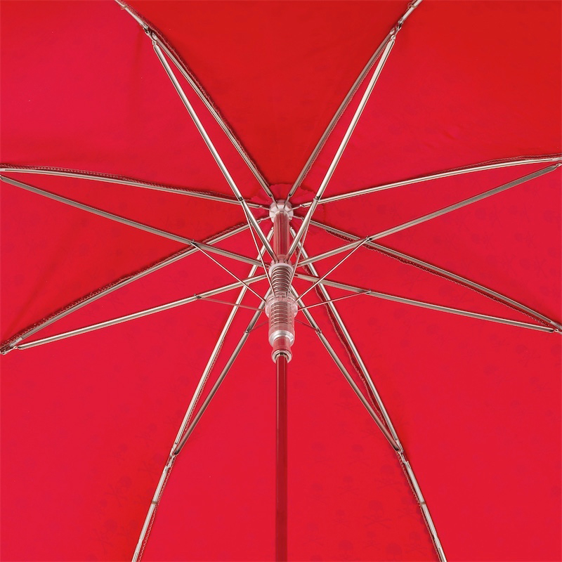Red Umbrella with Studs and Black Skull Handle – Automatic Opening