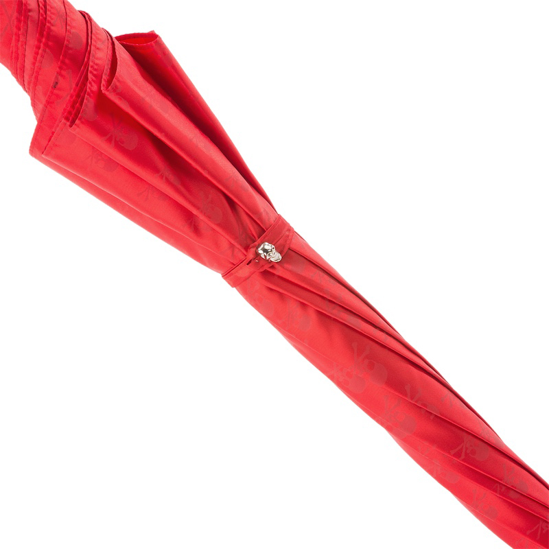 Red Umbrella with Studs and Black Skull Handle – Automatic Opening