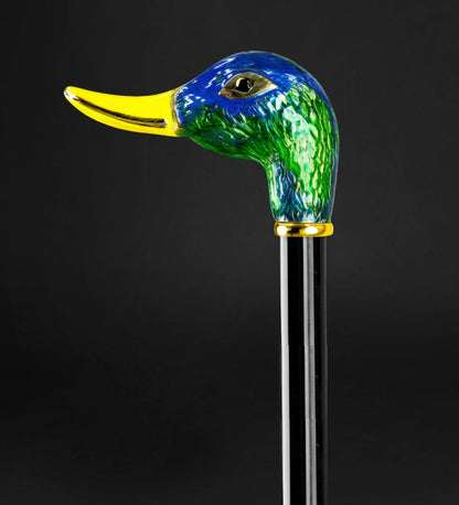 Duck Head Walking Cane – 24K Gold & Enamel Handle, Luxury Men’s Cane