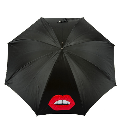 Unique Mouth Double Cloth Umbrella with Polka Dots Interior