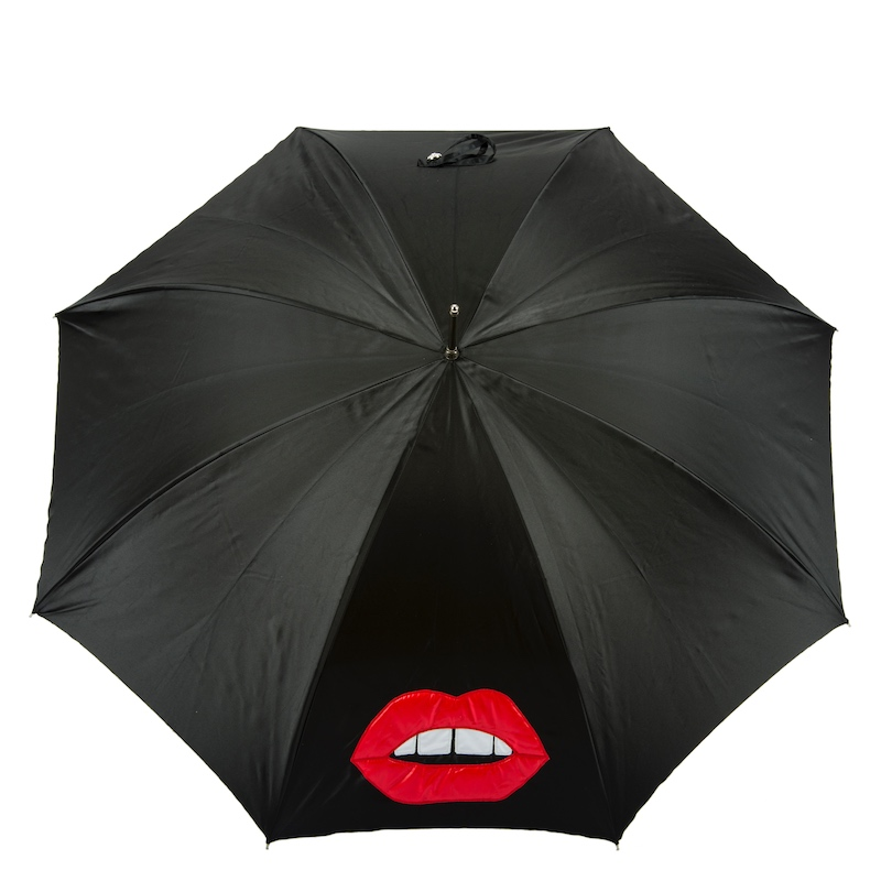 Unique Mouth Double Cloth Umbrella with Polka Dots Interior