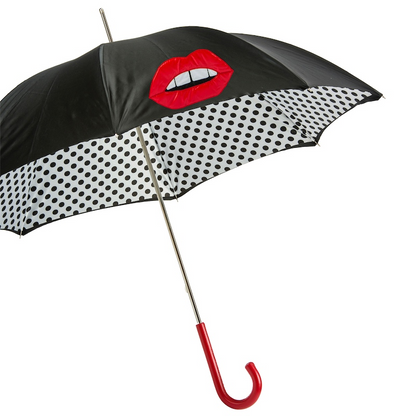 Unique Mouth Double Cloth Umbrella with Polka Dots Interior