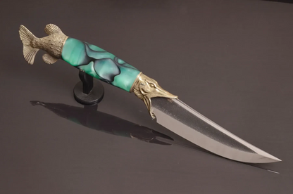 Handmade Designer Knife Pike with N690 Steel and Acrylic Handle - Elegant Knives