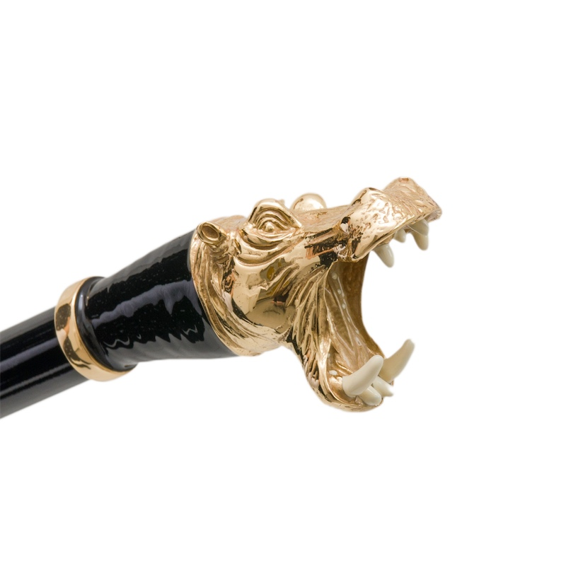 Safari Hippo Enameled Brass Handle Umbrella – Automatic Opening