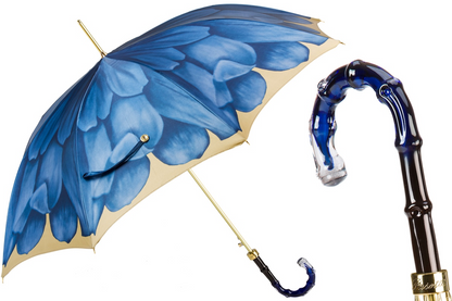 Exclusive Design Blue Dahlia Umbrella – Handmade in Italy