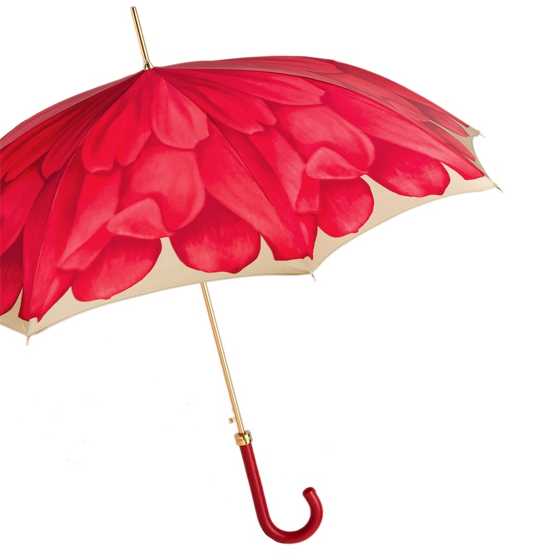 Unique Luxury Red Dahlia Umbrella – Handmade in Italy
