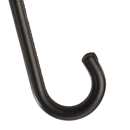 Handmade Black and White Striped Umbrella with Leather Handle