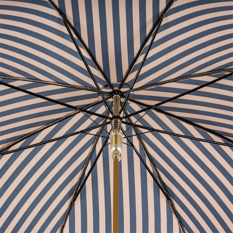Striped Umbrella with Malacca Wood Handle – Handmade in Italy