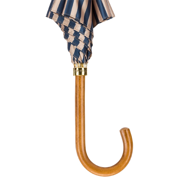 Striped Umbrella with Malacca Wood Handle – Handmade in Italy