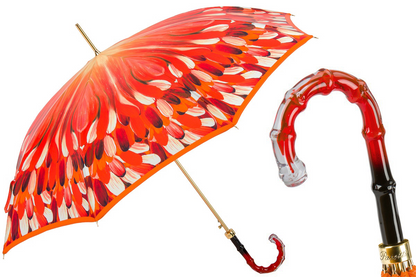 Luxury Umbrella with Orange Brush Strokes Design