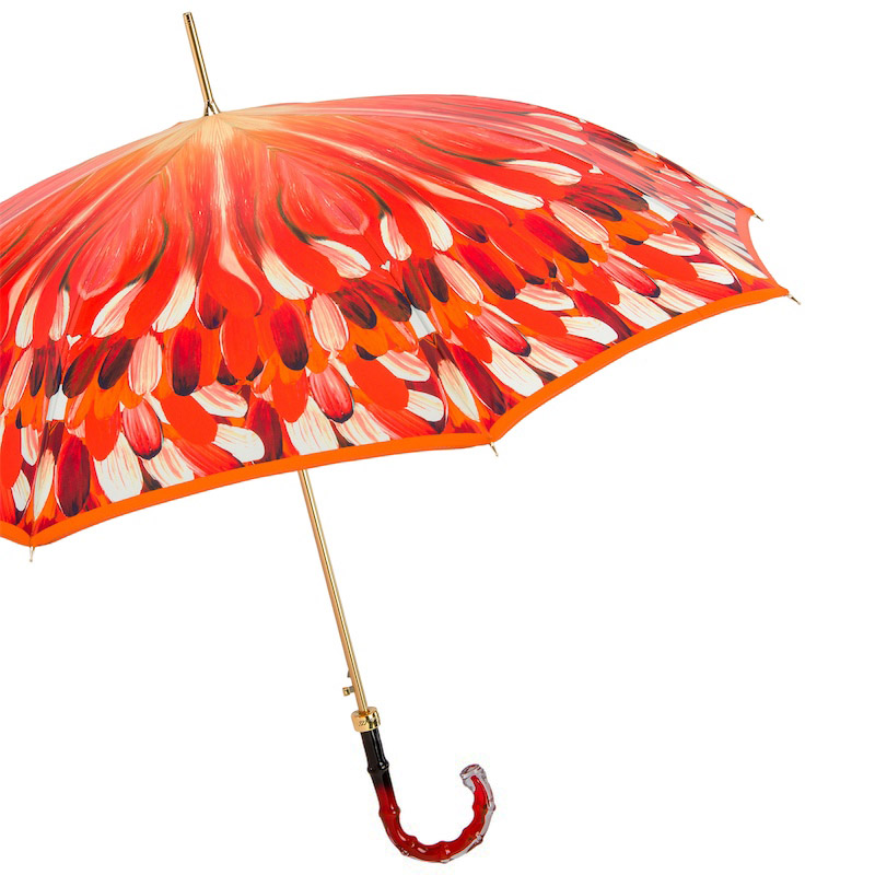 Luxury Umbrella with Orange Brush Strokes Design
