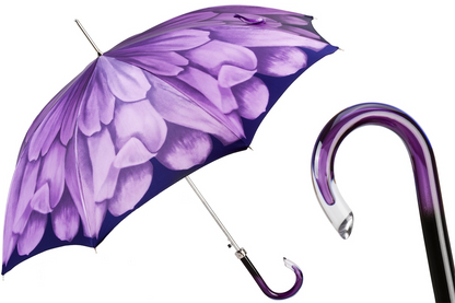 Luxury Purple Dahlia Automatic Umbrella – Handmade in Italy